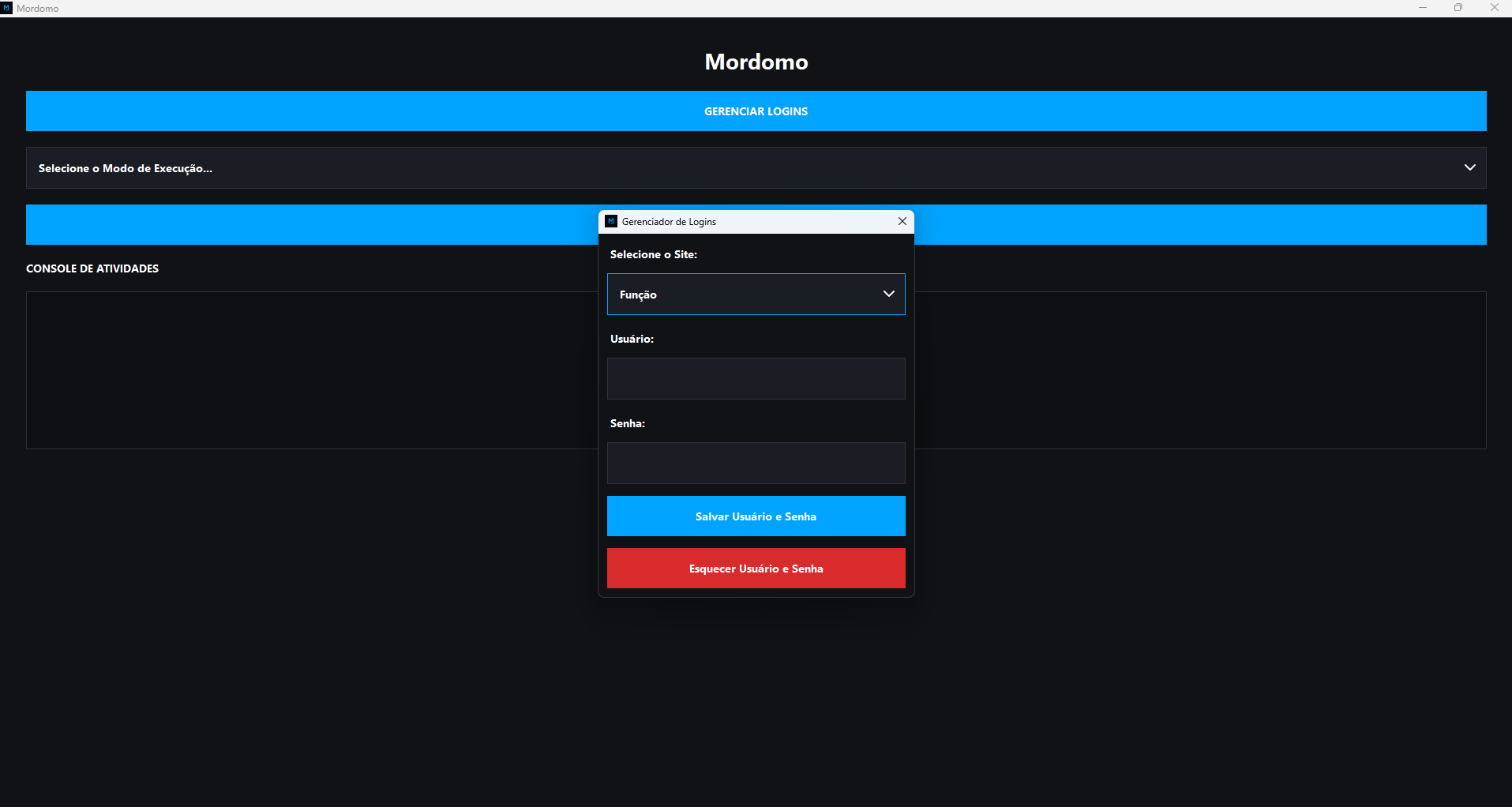 Gerenciador de Logins do Mordomo