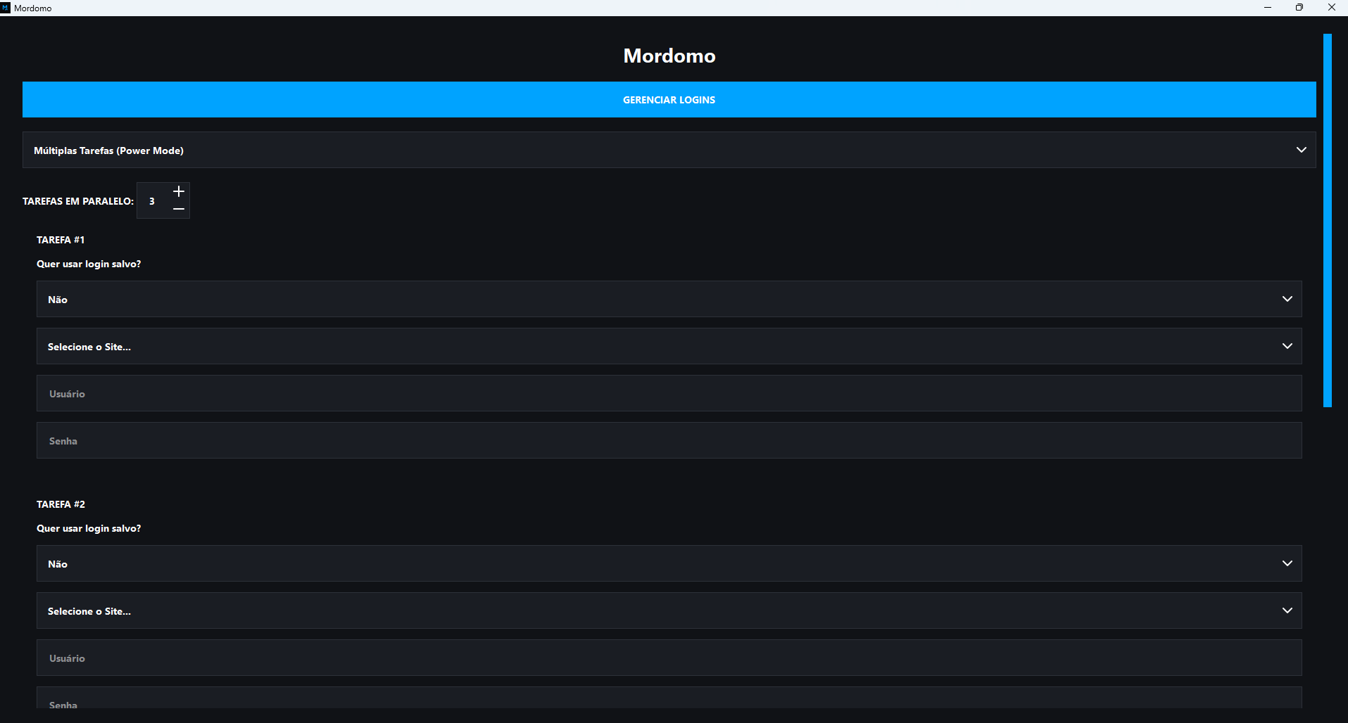 Configuração do Power Mode