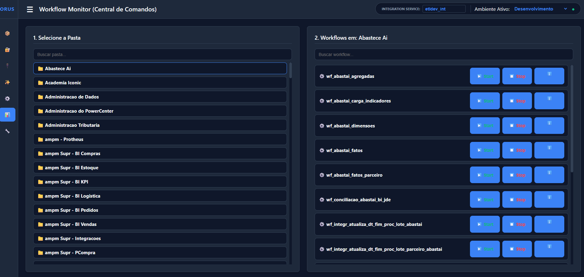 Central de Comandos de Workflows - Orus