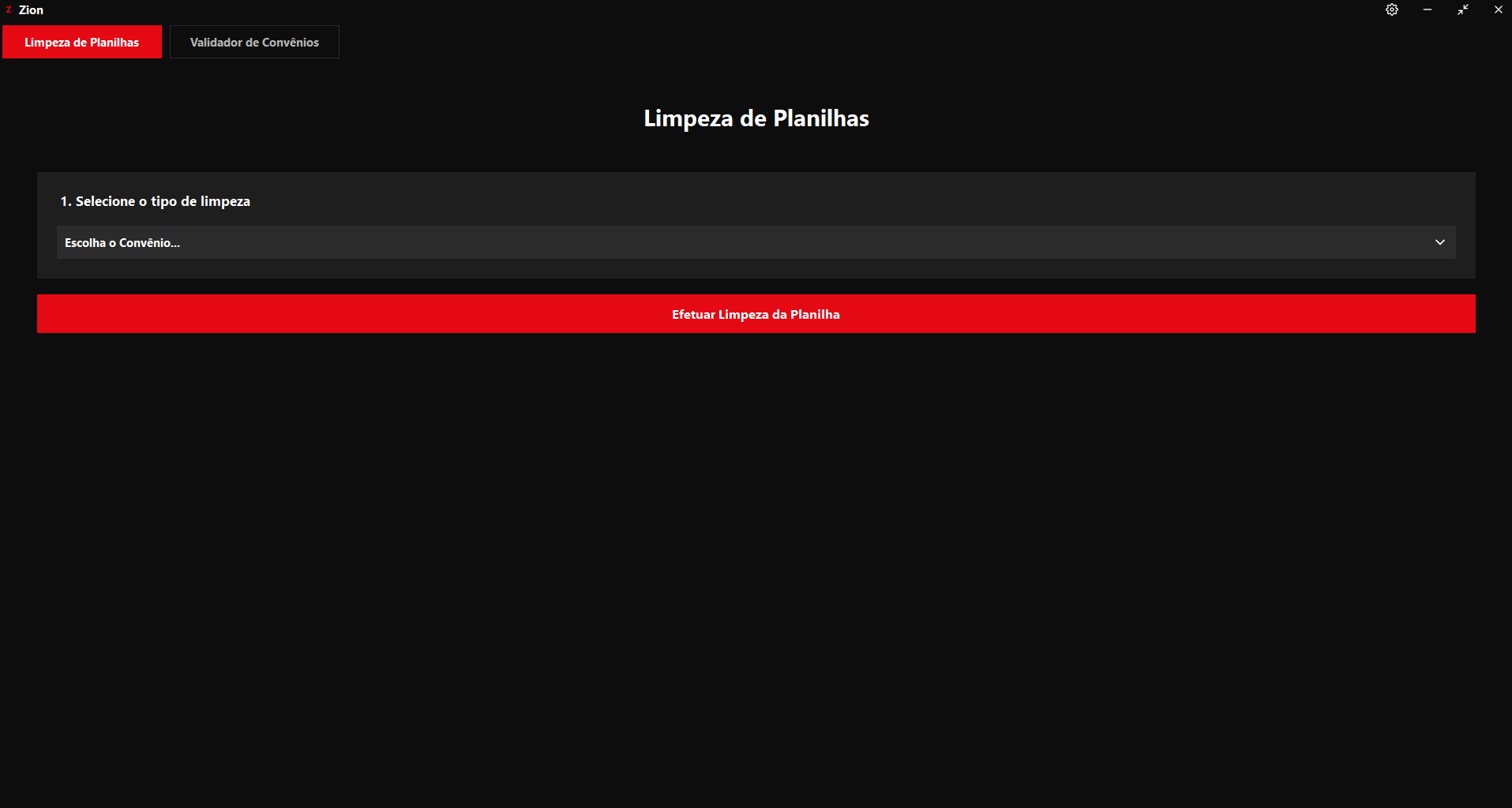 Aba Limpeza de Planilhas - Inicial